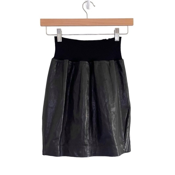 Theory Lamb Leather Mini Skirt Black XS - Picture 3 of 10